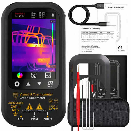BSIDE SH6 Thermal Imaging Multimeter 2 In 1 Touchscreen High-Precision Infrared Thermal Imager Temperature Meter Electrical Tester, Spec: Standard