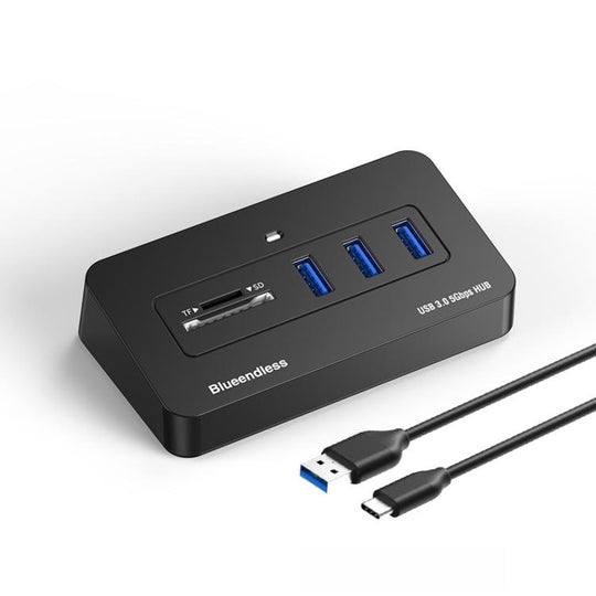 Blueendless 5-Port 3xUSB 3.0 Hub SD TF Card Reader With 0.3m USB Cable