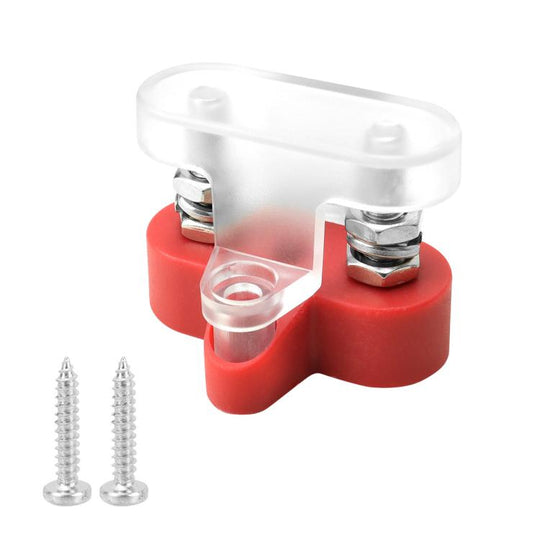 48V Car Yacht Heavy Duty Terminals With Transparent Cover, Specification: M6 Red Double Stud