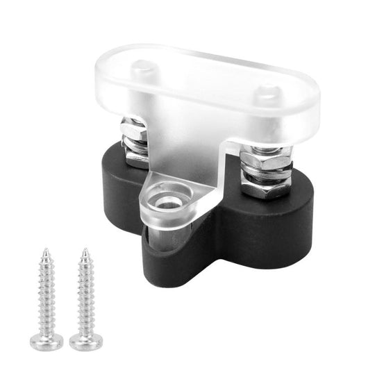48V Car Yacht Heavy Duty Terminals With Transparent Cover, Specification: M6 Black Double Stud