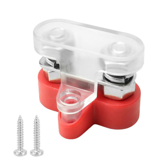 48V Car Yacht Heavy Duty Terminals With Transparent Cover, Specification: M8 Red Double Stud with Washer
