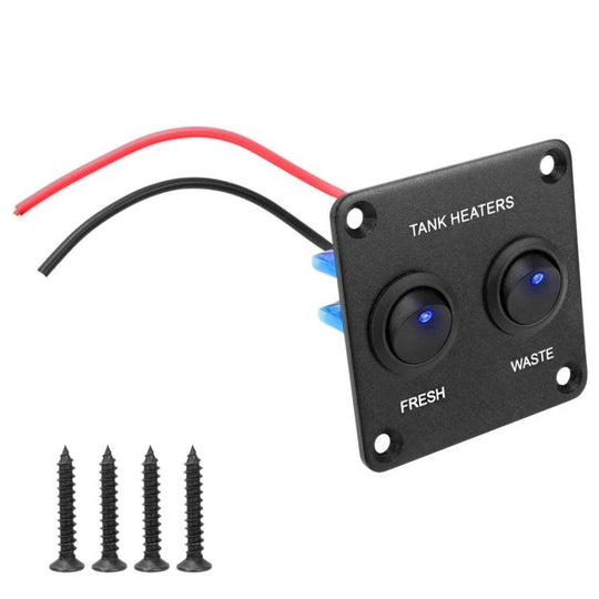 RV Peephole Button Switch Panel LED Light Water Tank Heater Control Switch, Specification: 2-digit