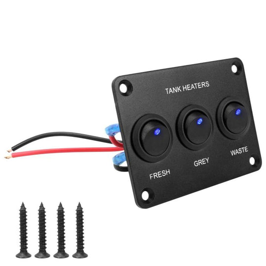 RV Peephole Button Switch Panel LED Light Water Tank Heater Control Switch, Specification: 3-digit
