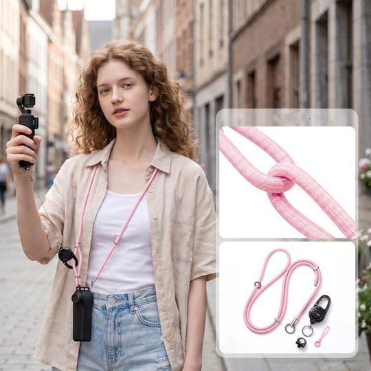 aMagisn Retractable Camera Crossbody Strap Neck Lanyard Cord for DJI Osmo Pocket 4/3, Insta360 Luna Ultra(Pink)