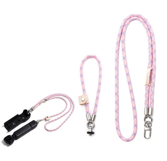 Cwatcun D232 Camera Lanyard 2 In 1 Crossbody Neck Strap Adjustable Wrist Rope With 1/4 Screw Quick Release Clasp, Color: Small Pink