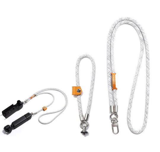 Cwatcun D232 Camera Lanyard 2 In 1 Crossbody Neck Strap Adjustable Wrist Rope With 1/4 Screw Quick Release Clasp, Color: Small Light Gray