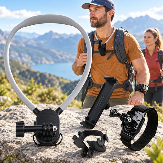 For Insta360 Luna Ultra Quick Release Neck Mount and Wrist Strap Kit Hands-Free Cycling POV Harness Bracket Set(Black)