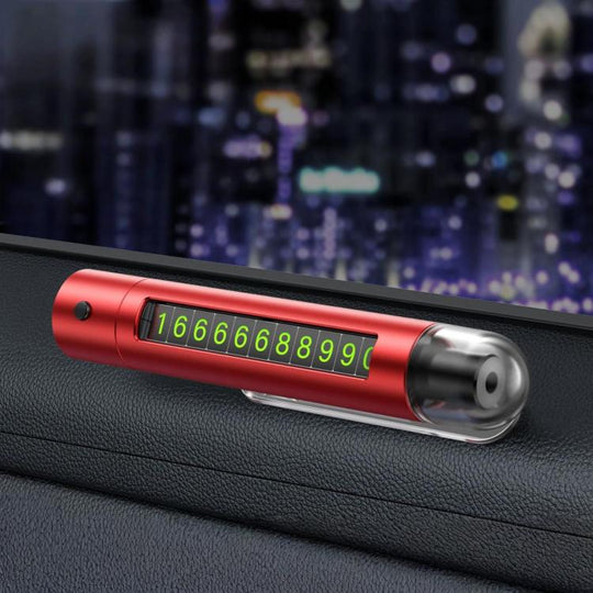 Multifunctional Car Safety Hammer and Parking Number Plate, Color: 4 in 1 Red