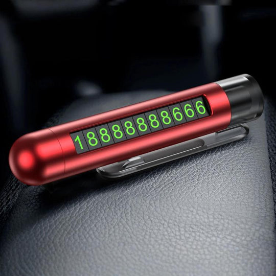 Multifunctional Car Safety Hammer and Parking Number Plate, Color: 3 in 1 Red