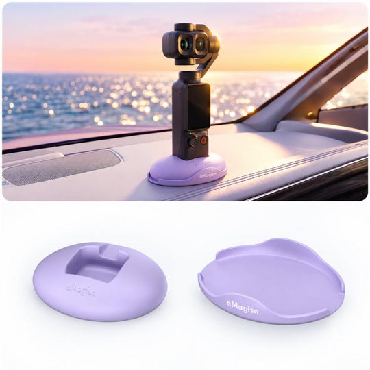For DJI Osmo Pocket 4P/4/3 aMagisn Car Silicone Stand Base Anti-Slip Dashboard Mount Holder(Purple)
