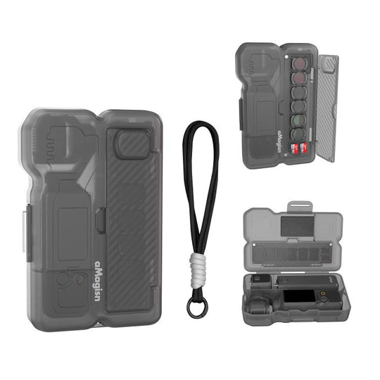 For DJI Osmo Pocket 4 / 3 aMagisn All-in-One Storage Case Hard Shell Carrying Box(Semi-transparent Black)