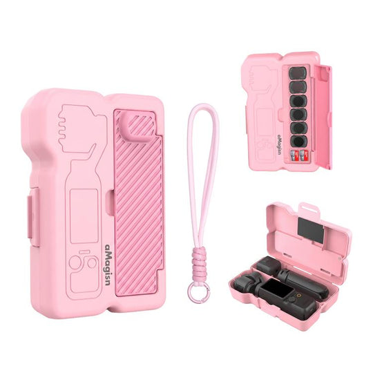 For DJI Osmo Pocket 4 / 3 aMagisn All-in-One Storage Case Hard Shell Carrying Box(Pink)
