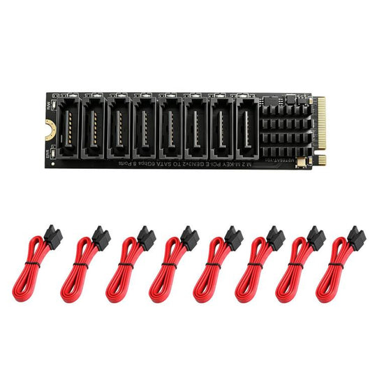 M28SATA-Y01+8 Cables M.2 KEY-M NVMe PCIe To 8-Port SATA 3.0 Expansion Card For Hard Drives Driver-Free YLB3118