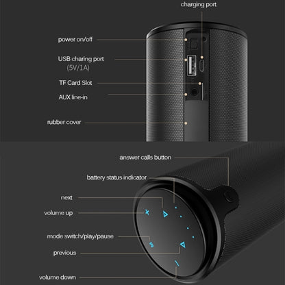 ZEALOT S8 3D Stereo Bluetooth Speaker Wireless Subwoofer Column Portable Touch Control AUX TF Card Playback Handsfree with Mic - Desktop Speaker by ZEALOT | Online Shopping UK | buy2fix