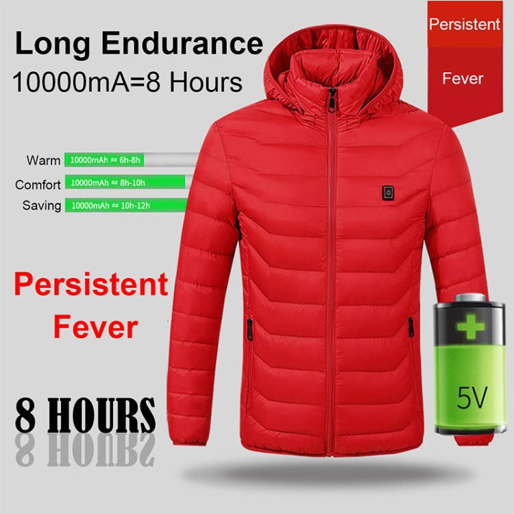 Winter Smart Electric Heating Hooded Jacket, Size:XXXL(Red) - Down Jackets by buy2fix | Online Shopping UK | buy2fix