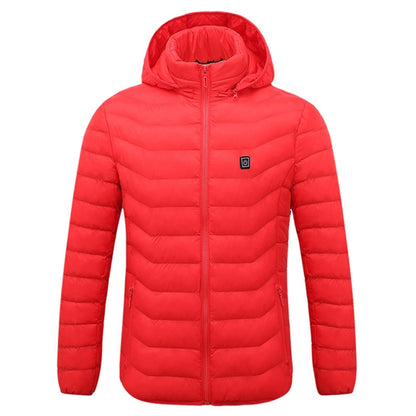 Winter Smart Electric Heating Hooded Jacket, Size:XXXXL(Red) - Down Jackets by buy2fix | Online Shopping UK | buy2fix