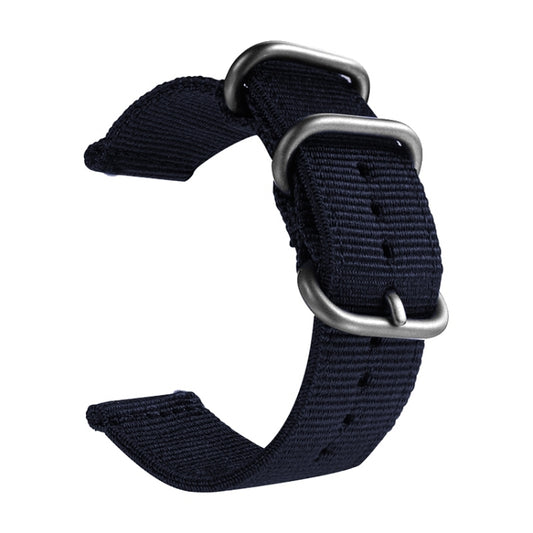 Washable Nylon Canvas Watchband, Band Width:18mm(Dark Blue with Silver Ring Buckle) - Watch Accessories & Parts by buy2fix | Online Shopping UK | buy2fix