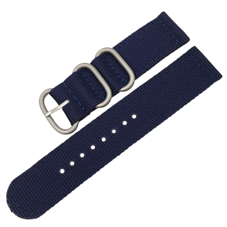 Washable Nylon Canvas Watchband, Band Width:18mm(Dark Blue with Silver Ring Buckle) - Watch Accessories & Parts by buy2fix | Online Shopping UK | buy2fix