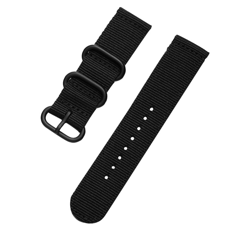 Washable Nylon Canvas Watchband, Band Width:20mm(Black with Black Ring Buckle) - Watch Accessories & Parts by buy2fix | Online Shopping UK | buy2fix