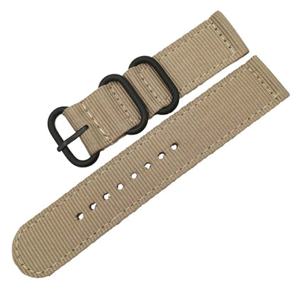 Washable Nylon Canvas Watchband, Band Width:22mm(Khaki with Black Ring Buckle) - Watch Accessories & Parts by buy2fix | Online Shopping UK | buy2fix