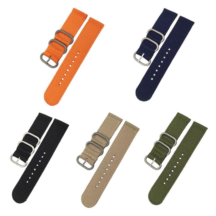 Washable Nylon Canvas Watchband, Band Width:22mm(Orange with Silver Ring Buckle) - Watch Accessories & Parts by buy2fix | Online Shopping UK | buy2fix