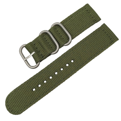 Washable Nylon Canvas Watchband, Band Width:22mm(Army Green with Silver Ring Buckle) - Watch Accessories & Parts by buy2fix | Online Shopping UK | buy2fix