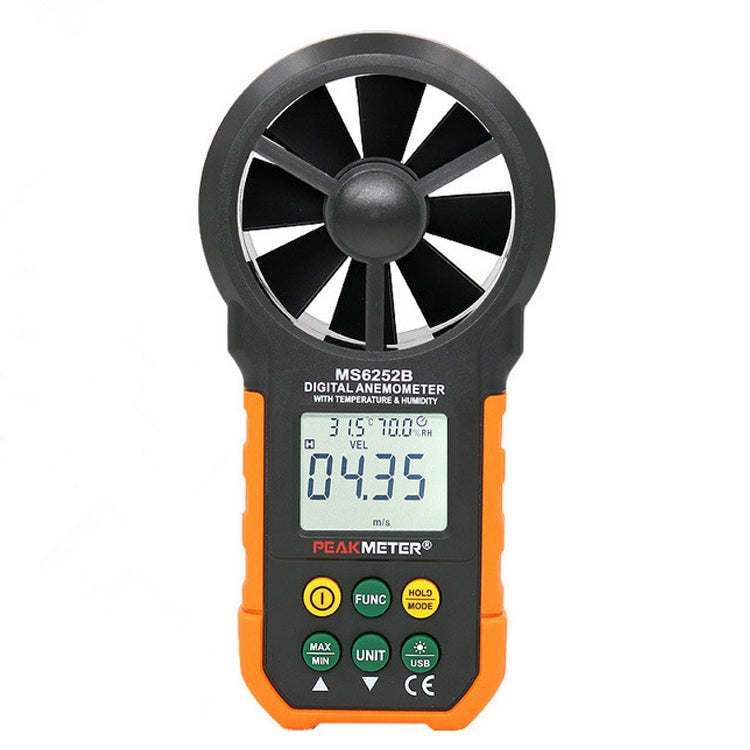 PEAKMETER High-precision Digital Display Wind Speed Air Volume Measuring Instrument MS6252B Temperature, Humidity, USB - Tachometers & Anemometer by buy2fix | Online Shopping UK | buy2fix