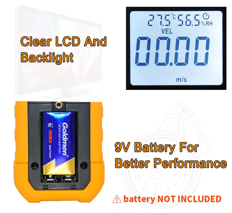 PEAKMETER High-precision Digital Display Wind Speed Air Volume Measuring Instrument MS6252B Temperature, Humidity, USB - Tachometers & Anemometer by buy2fix | Online Shopping UK | buy2fix