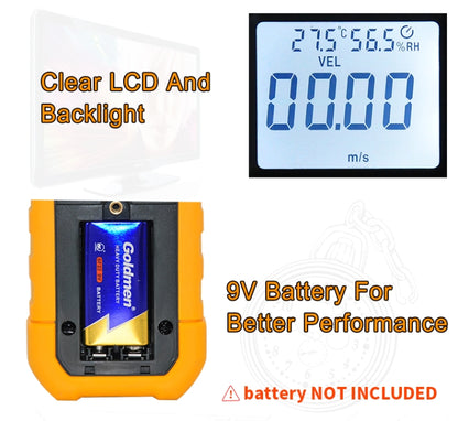 PEAKMETER High-precision Digital Display Wind Speed Air Volume Measuring Instrument MS6252B Temperature, Humidity, USB - Tachometers & Anemometer by buy2fix | Online Shopping UK | buy2fix