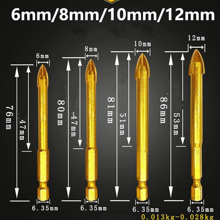 Multi-purpose Alloy Cross Hex Shank Drill Ceramic Glass Hole Opener, Size:6MM - Drill & Drill Bits by buy2fix | Online Shopping UK | buy2fix