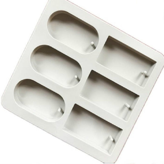 Aromatherapy Wax Handmade Soap Silicone Mold, Specification:Three Rectangle Three Oval