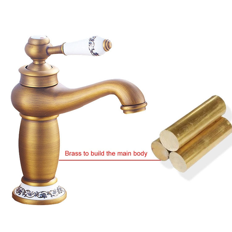 Copper Antique Hot Cold Double Blue White Porcelain Faucet - Faucets & Accessories by buy2fix | Online Shopping UK | buy2fix