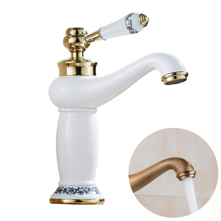 Copper Antique Hot Cold Double Blue White Porcelain Faucet - Faucets & Accessories by buy2fix | Online Shopping UK | buy2fix