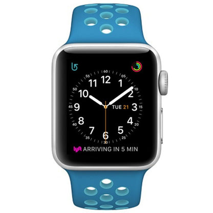 For Apple Watch Series 7 41mm / 6 & SE & 5 & 4 40mm / 3 & 2 & 1 38mm Fashionable Classical Silicone Sport Watch Band(Blue) by buy2fix