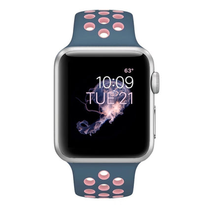 For Apple Watch Series 7 41mm / 6 & SE & 5 & 4 40mm / 3 & 2 & 1 38mm Fashionable Classical Silicone Sport Watch Band(Blue Powder) by buy2fix