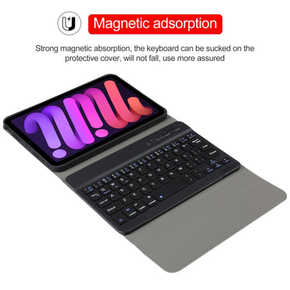A06 Detachable Lambskin Texture Ultra-thin TPU Bluetooth Keyboard Leather Tablet Case with Stand For iPad mini 6 / mini 7 (Black) by buy2fix