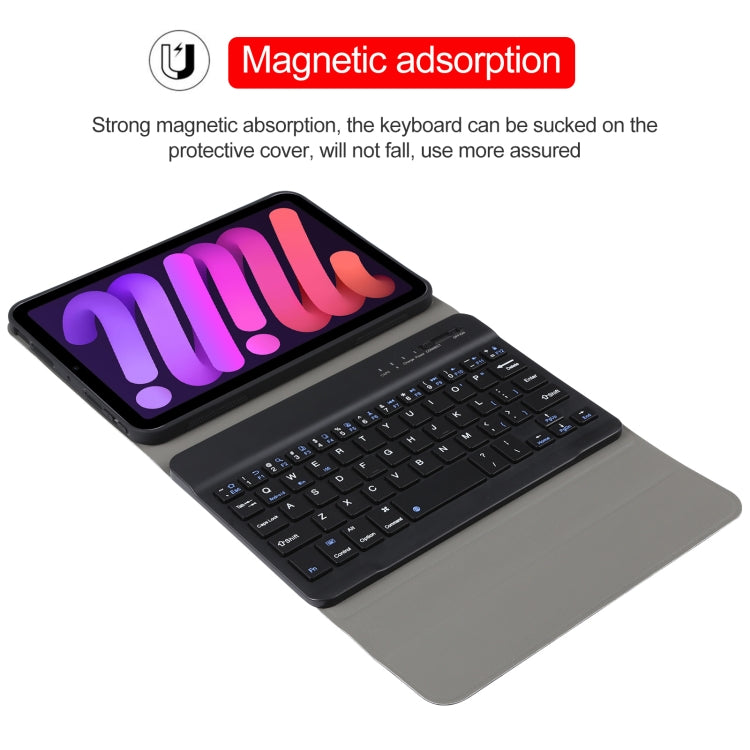 A06 Detachable Lambskin Texture Ultra-thin TPU Bluetooth Keyboard Leather Tablet Case with Stand For iPad mini 6 (Blue) - For iPad mini by buy2fix | Online Shopping UK | buy2fix