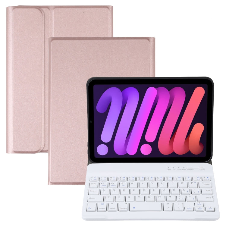 A06 Detachable Lambskin Texture Ultra-thin TPU Bluetooth Keyboard Leather Tablet Case with Stand For iPad mini 6 / mini 7 (Rose Gold) by buy2fix