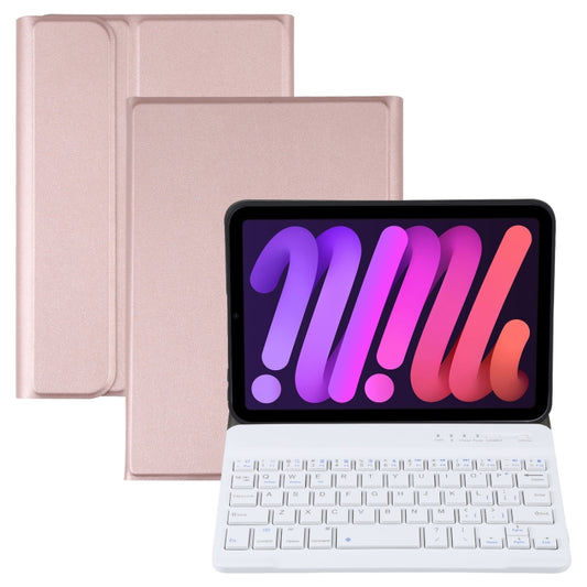 A06 Detachable Lambskin Texture Ultra-thin TPU Bluetooth Keyboard Leather Tablet Case with Stand For iPad mini 6 / mini 7 (Rose Gold) by buy2fix