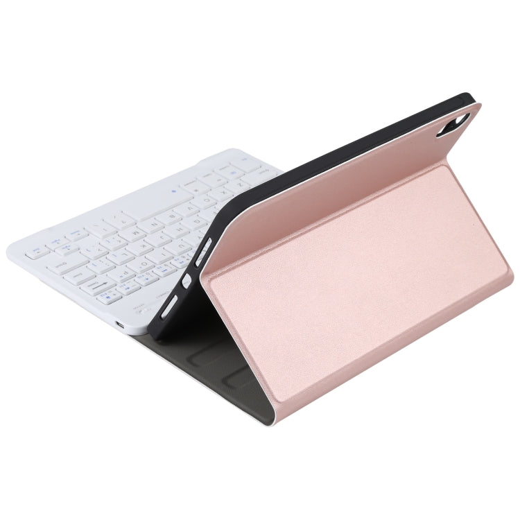 A06 Detachable Lambskin Texture Ultra-thin TPU Bluetooth Keyboard Leather Tablet Case with Stand For iPad mini 6 / mini 7 (Rose Gold) by buy2fix