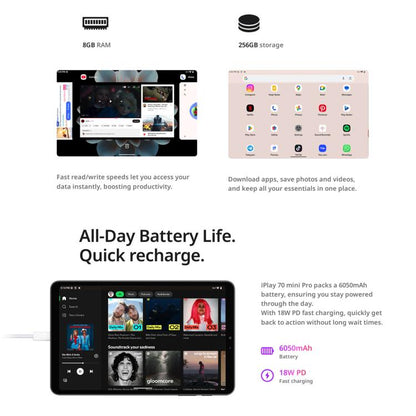 ALLDOCUBE iPlay 70 Mini Pro Tablet PC, 8GB+256GB, 8.4 inch Android 15 MTK MT8791 Octa Core Support Dual SIM 4G LTE - ALLDOCUBE by ALLDOCUBE | Online Shopping UK | buy2fix