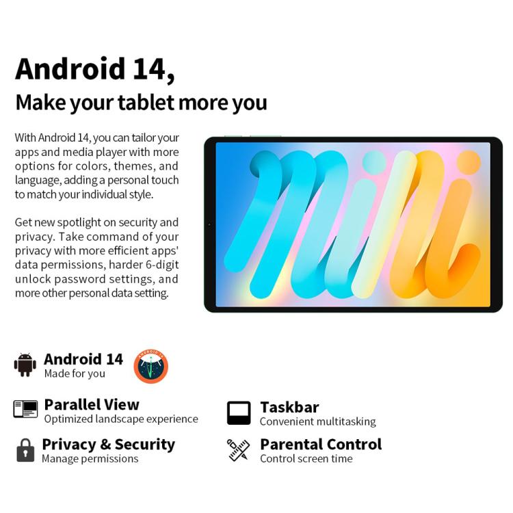 Teclast M50 Mini WiFi Tablet PC, 4GB+128GB, 8.7 inch Android 15 Unisoc T606 Octa Core - TECLAST by TECLAST | Online Shopping UK | buy2fix