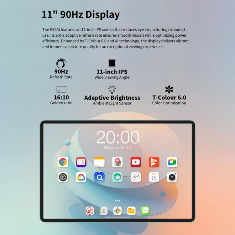 Teclast P50AI WiFi Tablet PC, 6GB+128GB, 11 inch Android 15 Allwinner A733 Octa Core with NPU - TECLAST by TECLAST | Online Shopping UK | buy2fix