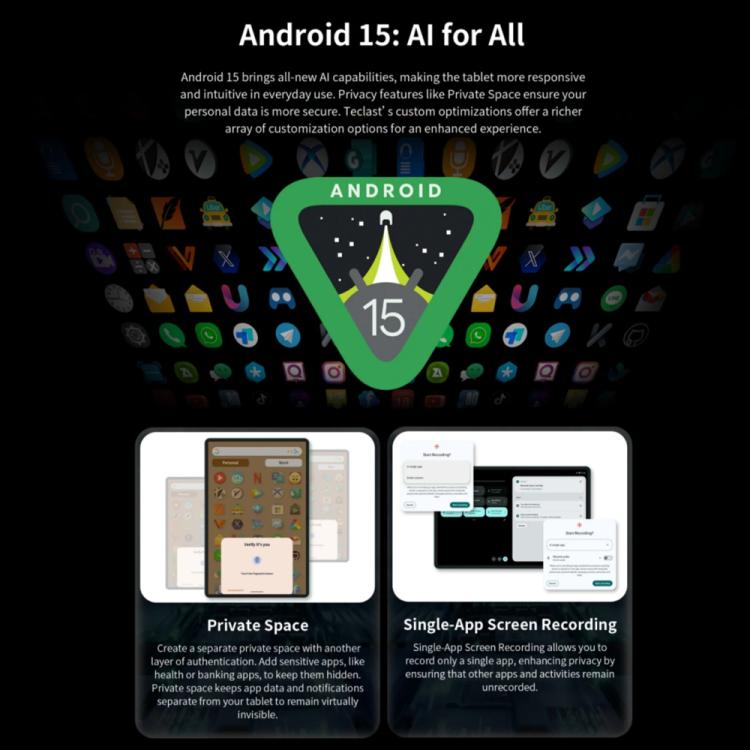 Teclast T60AI WiFi Tablet PC, 6GB+128GB, 12 inch Android 15 Allwinner A733 Octa Core with NPU - TECLAST by TECLAST | Online Shopping UK | buy2fix