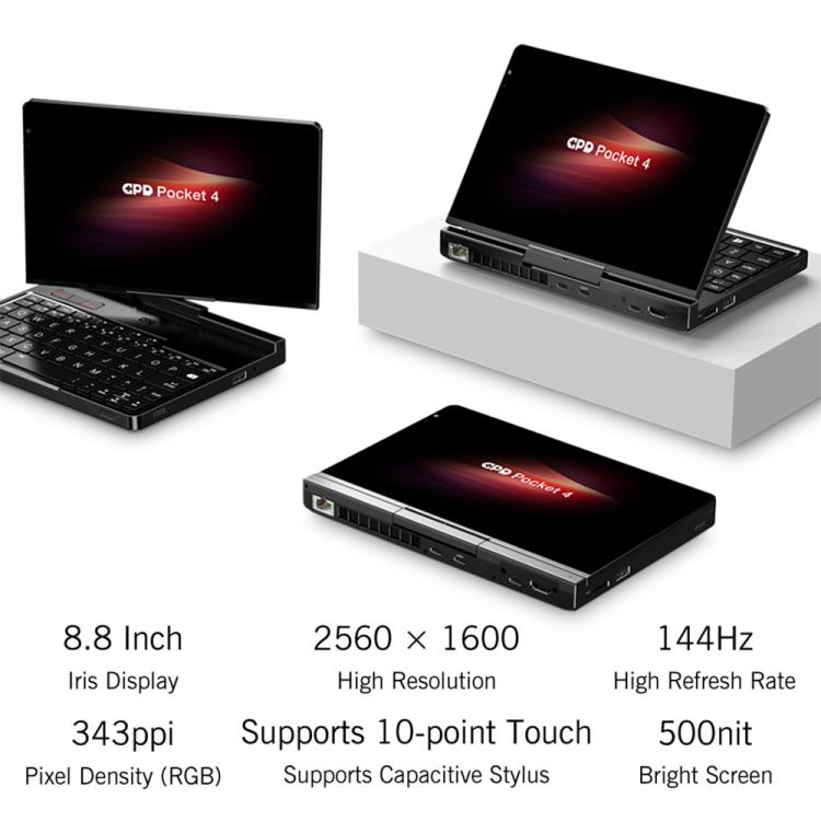 GPD Pocket 4 Handheld Gaming PC, 32GB+2TB, 8.8 inch Windows 11 Home AMD Ryzen AI 9 HX 370, UK Plug - Pocket Console by GPD | Online Shopping UK | buy2fix