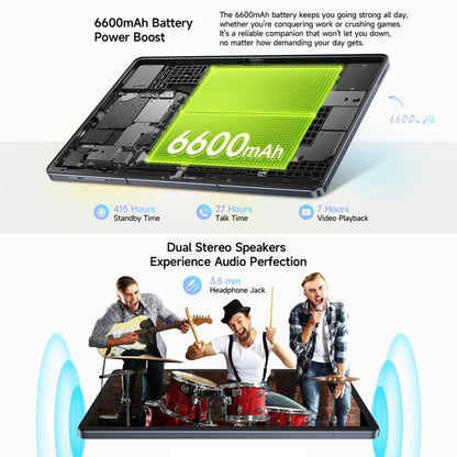 Ulefone Tab A10 Pro Tablet PC, 6GB+128GB, 11 inch Android 14 MediaTek MT8786 Octa Core 4G Network, EU Plug (Space Grey) - Other by Ulefone | Online Shopping UK | buy2fix