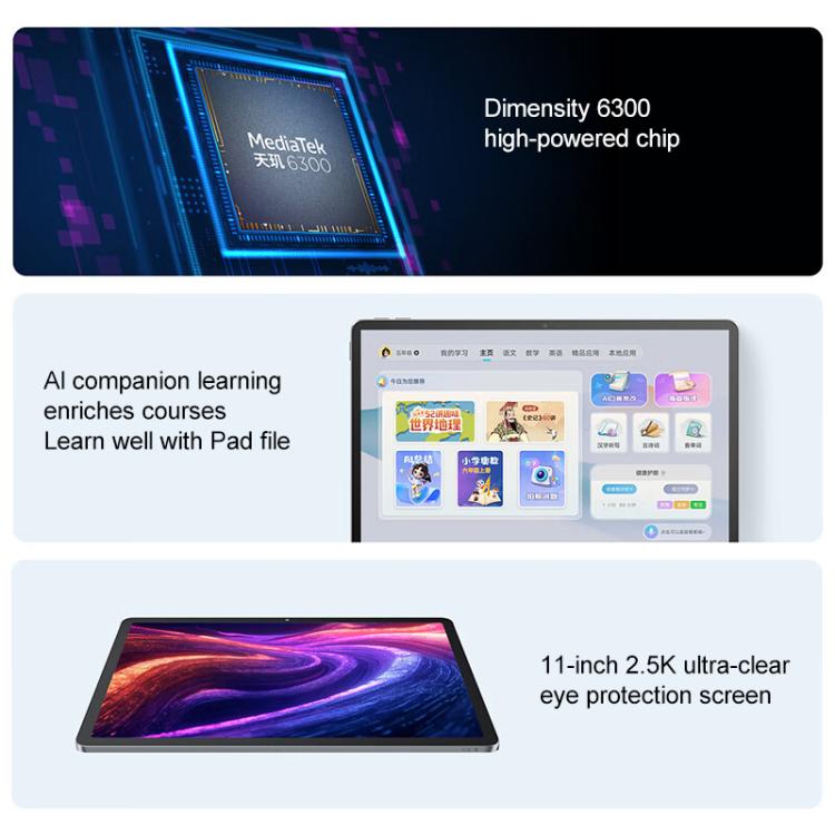 Lenovo Xiaoxin Pad 11 inch WiFi Tablet, 6GB+128GB, Android 15, MediaTek Dimensity 6300 Octa Core,US Plug (Grey) - Lenovo by Lenovo | Online Shopping UK | buy2fix