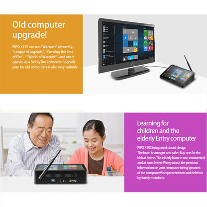 PiPo H10PRO All-in-One Mini PC, 10.1 inch, 8GB+128GB, Windows 11 Intel Alder Lake N100 Quad Core, US Plug (Black) by PiPo