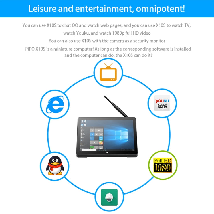 PiPo H10PRO All-in-One Mini PC, 10.1 inch, 8GB+128GB, Windows 11 Intel Alder Lake N100 Quad Core, US Plug (Black) by PiPo