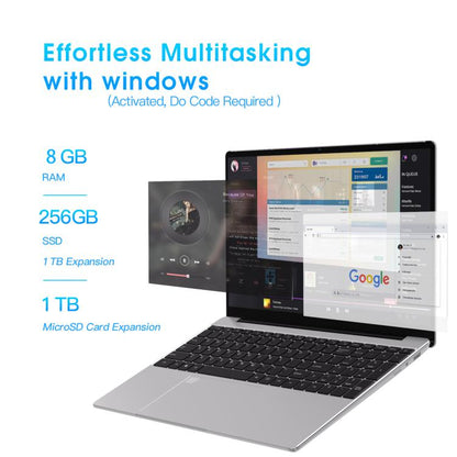 N5095 15.6 inch Laptop, 8GB+256GB, Windows 11 Intel Celeron N5095 Quad Core, Support Fingerprint Unlock, AU Plug (Silver) - Others by buy2fix | Online Shopping UK | buy2fix